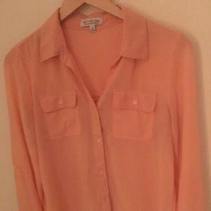 Peach long sleeve button down